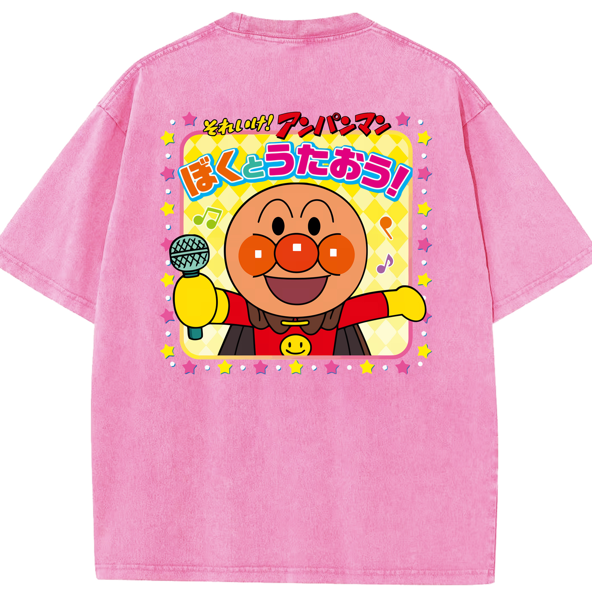 （画像用） アンパンマン Anpanman 綿100% ヴィンテージ風 半袖Tシャツ（背面プリント）